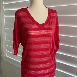 Bobeau 3/4 sleeve top coral sheer sz XS